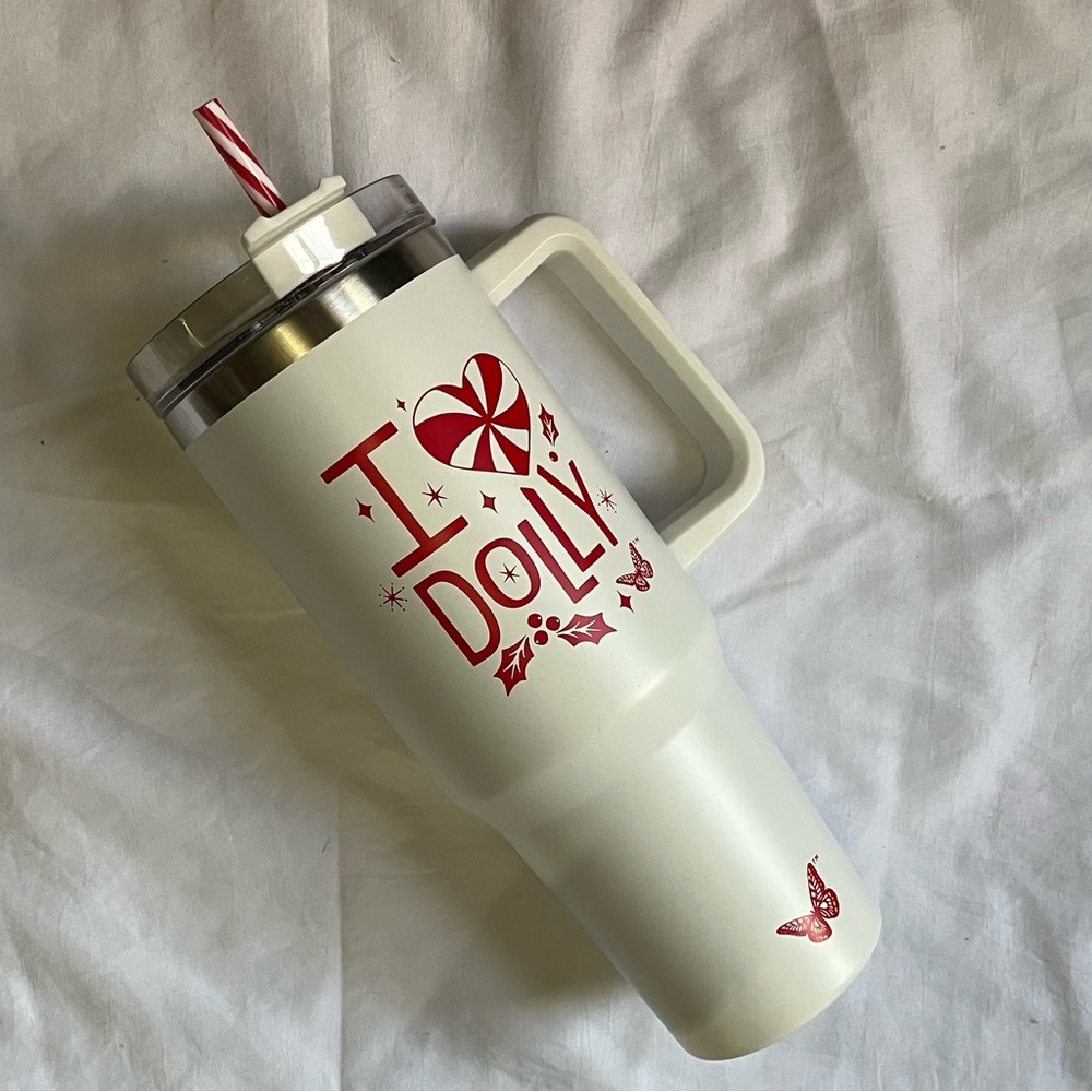 Dolly Parton White Tumbler Christmas 2025 DG 40oz Trending Peppermint Straw Love